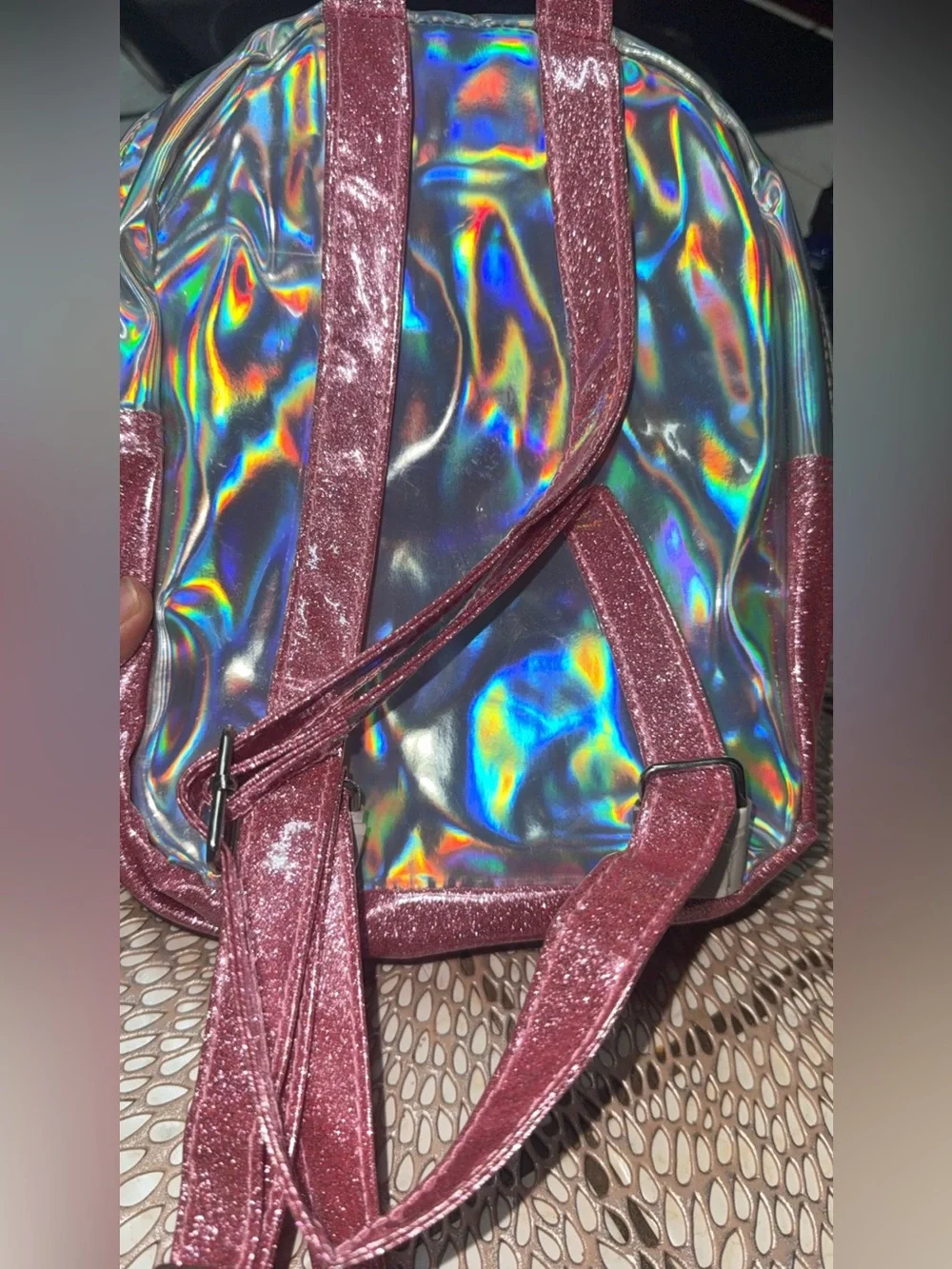 Kids Holographic Baby Yoda Backpack - Pink/Green